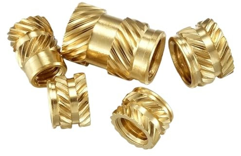 Einpressmuttern Messingeinsatz, Heißschmelzmutter, gerändelte Injektions-Einbettungs-Kupfermutter for den Kunststoffeinsatz, M2, M2,5, M3, M4, M5, M6, M8(Length 2.5mm 50pcs,M2.5 (OD 4mm))