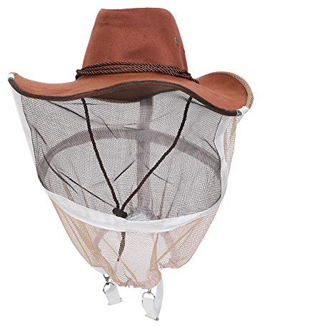 Beufee Imkerhut, Bienenhut, Imkerhut mit Schleier, Bienenhüterhut mit Netz, Bienenhüte mit Netz, Cowboy, Braun, Rot, 360° sicherer Schutz