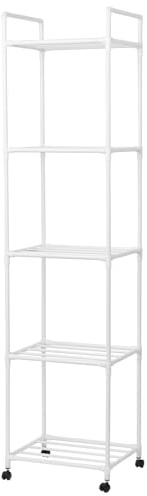 BOBASH - Estantería de cocina con ruedas, estante de almacenamiento de pie de 5 niveles, estante resistente con gancho para cuarto de baño, cocina, garaje dormitorio (quinto piso, blanco)