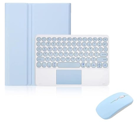 ZKAIAI Funda Teclado para iPad Pro 11 Pulgadas (M4) 2024 con Ratón Bluetooth, QWERTY Teclado Trackpad Español Ñ Inalámbrico Extraíble, Funda Folio Protectora con Soporte de Lápiz, Azul con Touchpad