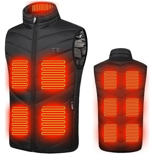 Gilet Riscaldato Donna USB Giubbotto Riscaldato da Lavoro Invernale Giubbino Riscaldato Caccia Termico Smanicato Riscaldato Moto Pile Giacca Riscaldata Gilet Riscaldante senza Maniche(Black,S)