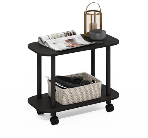 Furinno Turn-N-Tube Table D'Appoint, Table De Chevet Ovale À 2 Niveaux, Idéale pour Le Salon Ou La Chambre, Couleur Expresso