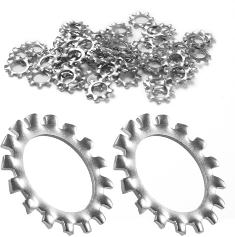 FOMGIIN Dent Externe Étoile Rondelles M4 x 8mm, 100 Pièces Rondelle en Étoile Dentelées, Dents en Acier Inoxydable 304 étoile Rondelle de Blocage, Rondelles de Verrouillage à Vitesse Rapide