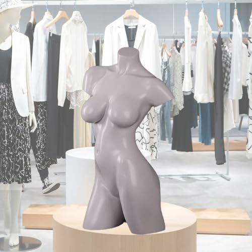Schaufensterpuppe Kurviger Halber Schaufensterpuppenkörper, Weiße Plastik-Schneiderpuppe zum Präsentieren von Kleidung/Fotografieren, Sexy Weiblicher Schaufensterpuppentorso als Tischaufsteller