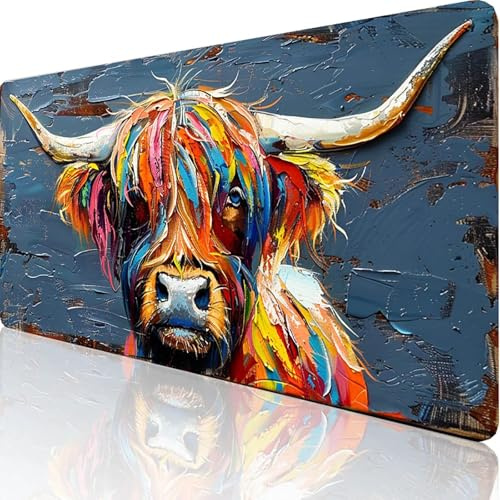 Blue Mouse Mat Keyboard Mat 32 x 12 x 0.1 inch Large Gaming Mouse Pad Animal Desk Mat Stitched Edges, Mousepad Non Slip Rubber Base, Waterproof Soft Cloth, Computer Accessories for Home Office 1-N-C