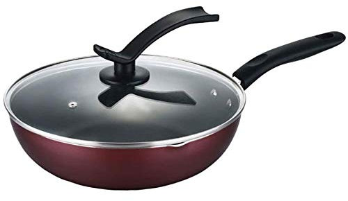 QTYQWC Wok à Fond Plat antiadhésif en Pierre Maifan de Style Japonais, poêle à Frire Profonde, cuisinière à gaz de 32cm, ustensiles de Cuisine universels