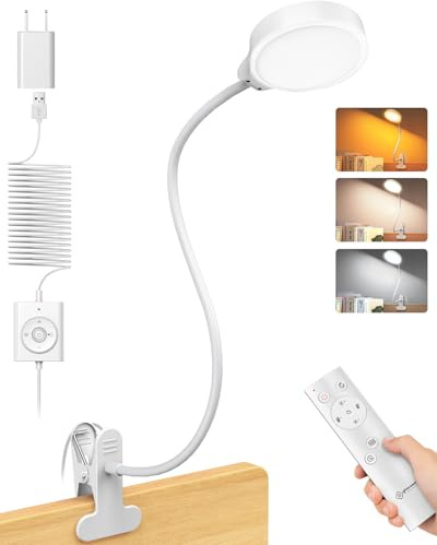 Glocusent 5W Leselampe Bett, 36 LED Augenschonende Klemmlampe Bett | Klemmleuchte mit 30-Min Timer, Flexibler Schwanenhalsideal für Kopfende, Schreibtisch, Regal, Lesen, Lernen, Arbeit, Handwerk