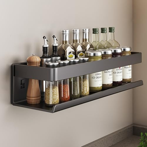 Naturepanda Especiero con Ganchos,Especiero Montado En La Pared,Estante De Especias De Cuelgando,Extraible,Sin Taladrar,Antioxidante,para Especias,Latas,Tarros,Utensilios De Cocina