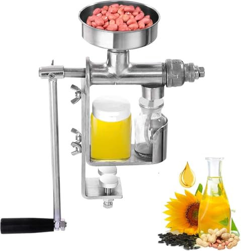 LXJBBD Presse à huile manuelle - Extracteur d'huile en acier inoxydable 304 pour noix et graines - Expulseur d'huile de qualité alimentaire pour la maison et la cuisine