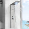 Hbronzeshower Pannello doccia, LED, colonna doccia multifunzione, 5 funzioni, pannello doccia in acciaio inox (doccia a pioggia, cascata, doccia massaggiante, doccetta con scarico) spazzolato