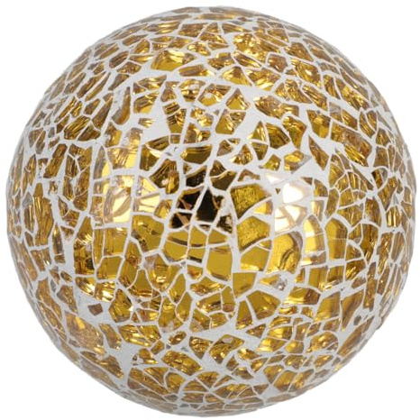 LIFKOME Esfera Decorativa con Diseño De Azulejos Dorada 8 Cm, Bola De Cristal Ligera Resistente, Adorno para Escritorio y Centro De Mesa para Decoración del Hogar y Festividades, Pieza Individual