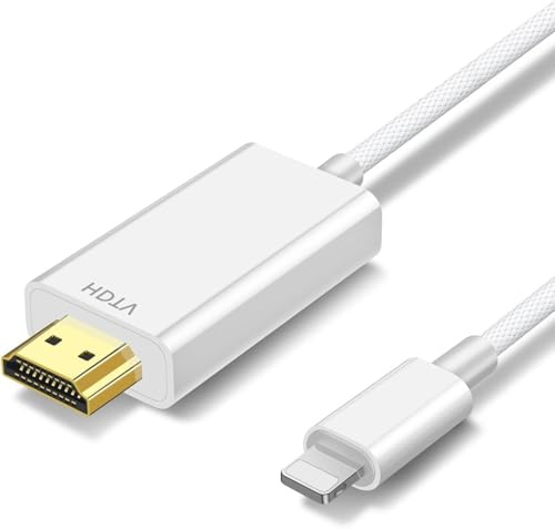 [Apple MFi Certificado] Adaptador Lightning a HDMI 3 m Cable 1080P HD Sync Screen Mirroring para iPhone/iPad a TV/Monitor/Proyector, Plug & Play, no requiere electricidad, compatible con iOS