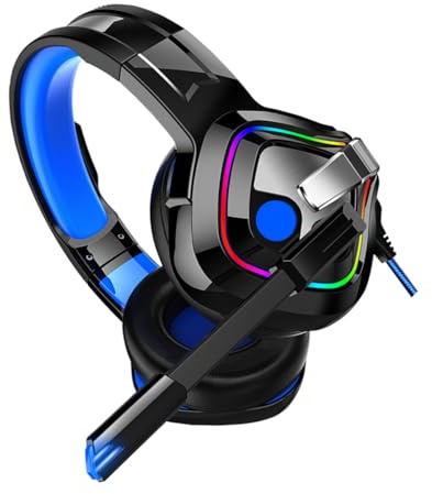 Auriculares Azul Sonido 7.1 con Micrófono, A66, para Juegos | LED Rgb, Cancelación de Ruido y Antiestático, Diadema Portátil con Bajos y Audio 360°