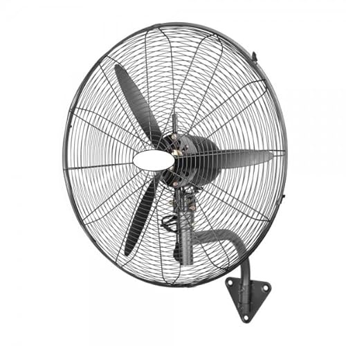 Bilake Ventilador Industrial Pared Negro Metal | Oscilante, Orientable y Ajustable | 3 Velocidades, 3 Palas, Silencioso | Almacenes, Gimnasios, Colegios, Fábricas (Ø71 cm | 240W | Botones Integrados)