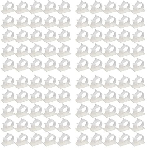 Serre Cable, 100PCS Blanc Auto Adhésives Réglables Réutilisable Collier de Serrage Plastique pour L'intérieur et L'extérieur (XY-1720)