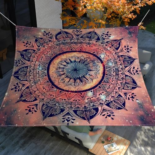 Morbuy Sonnensegel Wasserdicht Rechteckig mit Ösen und Seil, 3D-Druck Sonnensegel Windschutz Polyester Stoff für Garten Terrasse Balkon, Camping (Mandala-Muster 2,200x240cm)