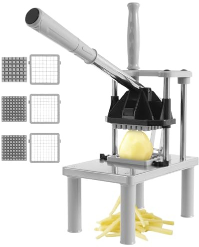 VAVPUP Pommesschneider,Professioneller Gemüse und Obstschneider, Robuster Edelstahl Würfelschneider mit Klinge,rutschfest Abnehmbar Pommes Frites Schneider für Tomaten,Paprika,Kartoffeln und Pilze(A)