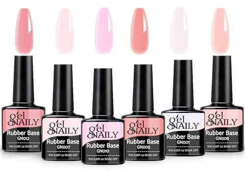 8-in-1 Builder Nail Gel - 6 Colors Pink Builder Gel for Nails, Hard Gel in a Bottle for Nail Extension, Strengthening, Repair, Base Coat - Multi-Use Builder Gel for DIY Nail Art Polish