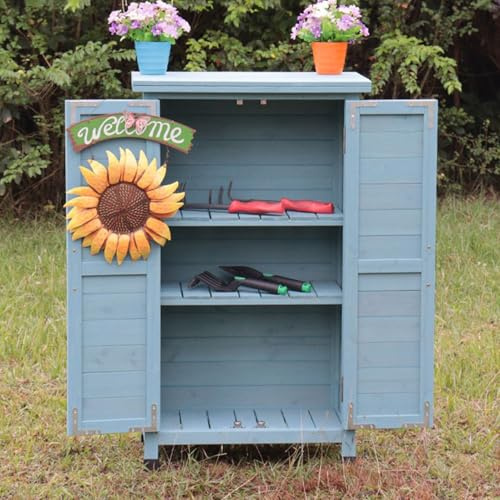Wooden Storage Cabinet, Weatherproof Potting Bench Table for Outdoor Garden, Lawn Tool Shed, Backyard Workstation, Deck & Greenhouse Furniture