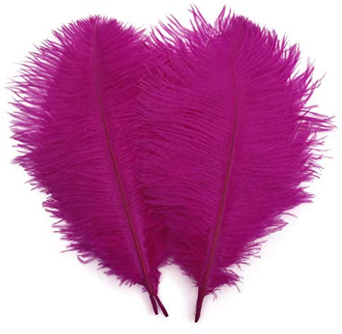 Straußenfedern, Fuchsia, 25–30 cm, Heimdekoration, Basteln, 10 Stück