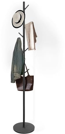 Lindahandel Garderobenstände raus Metall,Stabiler Kleiderständer,Moderner Jackenständer in Baumform, Garderobe mit 7 Haken, Höhe 180 cm,für Kleidung, Taschen und Hüte Schwarz