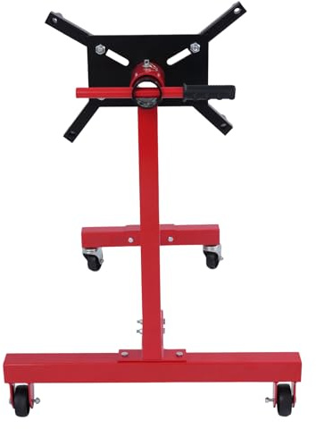 WXLTSGM Red Engine Stand 1250 lbs Capacity 360 Degree Head Motor Stand, Cast Iron Motor Hoist, 4-Caster, 4 Adjustable Arms, for Vehicle Maintenance, Auto Repair