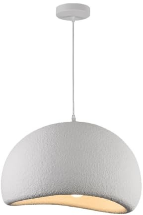damastoreitalia Lampadario a sospensione Wabi-Sabi in polistirene ad alta densità Ø40 cm – Attacco E27 – Stile giapponese moderno – Bianco effetto pietra (40 cm)