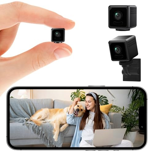 Mini Kamera, 4K HD Überwachungskamera Innen, WLAN Überwachungskamera Innen Für Live Übertragung Handy APP, WiFi Camera Nachtsichtkamera mit Bewegungsmelder/Lange Batterielaufzeit/Cloud-Speicherplatz