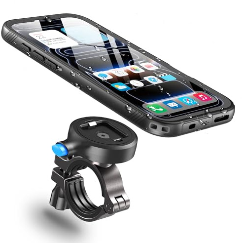 Cozycase 1s 1-Clic Impermeable Soporte Movil Bici Moto para iPhone 17 Pro | Antirrobo Antivibracion, Funda Porta Telefono Bicicleta Mota Manillar Carretera Montaña Btt Mtb Scooter, Bike Phone Holder