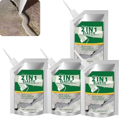 Riempitivo autolivellante per calcestruzzo, sigillante 2 in 1, impermeabile per vialetti, marciapiedi, terrazze e pareti, riempitivo liquido di cemento grigio, per interni ed esterni (4 pezzi)