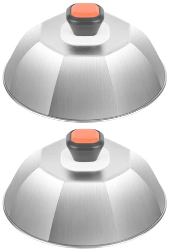 Cheese Melting Dome Set of 2, Stainless Steel 9 Griddle Melting Cheese Dome Wok Lids, Basting Cover for Griddle - Griddle Accessories for Outdoor & Indoor