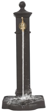 Utomhusvattenpelare 33 x 29,5 x 74 cm vattentappkolonn järn stående fontän antik med vattenkran trädgårdpelare