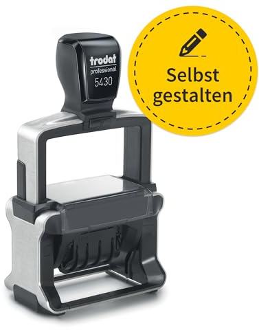 Trodat Professional 5430 Stempel 41x24mm - 4 Zeilen - personalisierbar | Trodat Professional 5430 Datumstempel, 41x24mm, personalisierbar mit Text und Logo, Datum verstellbar