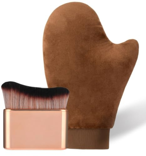 Self Tanning Mitt and Brush for Lotion, Sunless Spray Tan, Face and Body