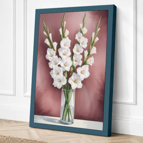 White Gladiolus Arrangement Canvas Wall Art Print 18x12 Inch | Ready to Hang, Gallery Wrapped, Fade-Resistant Inks, Securely Packaged, UK Made
