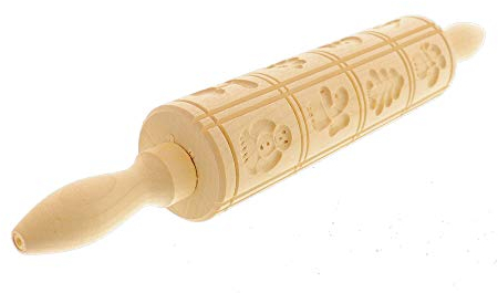 HOFMEISTER® Anis-Teigrolle Holz, Teigrolle für Anisteig, verschiedene Motive, 16 Bilder, Grifflänge 80 mm, aus Ahorn