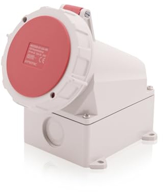 CEE Starkstrom Wandsteckdose Intratec 32A 400V 6h IP67 5-polig (3P+N+E): IEC-60309 Industrie und Mehrphasenstecker robuste Industriequalität