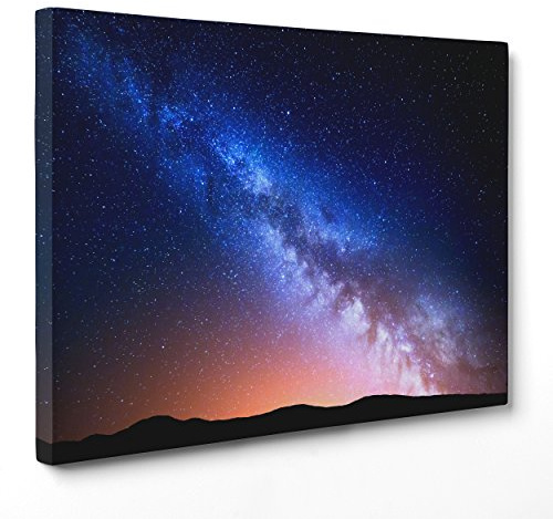 ConKrea Quadro su Tela Canvas - INTELAIATO - Pronto da Appendere - Universo - Spazio - Stelle e Nebulose - Via Lattea Pianeti - 50x70cm - Senza Cornice - (cod.2290)