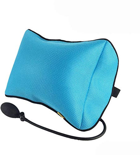 NANANA Premium Aufblasbar Lordosenstütze Rückenkissen Lendenkissen Lordosekissen, Portable Kissen mit Mesh Massage Kissen für Auto Home Office Stuhl,30X36cm,Blau