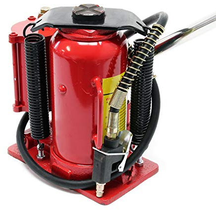 Wiltec Hydraulischer und pneumatischer Stempelwagenheber 12T, 250-495 mm, kompakter Wagenheber Flaschenwagenheber aus Stahl, pneumatisch & manuell