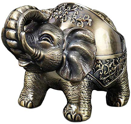 VOANZO Posacenere in Metallo Elefante con Guarnizione del Coperchio Posacenere Decorativo Creativo Regali da Uomo Ornamenti Artigianali retrò (Bronzo)