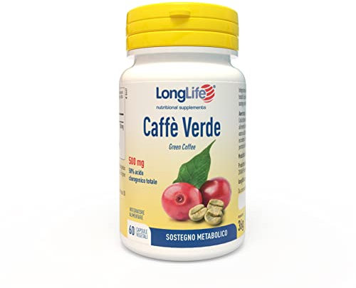 LongLife® Caffè Verde | Estratto titolato al 50% in Acido Clorogenico | Sostegno metabolico | Azione tonica e antiossidante | Fino a 2 mesi di trattamento | Vegano e Senza glutine