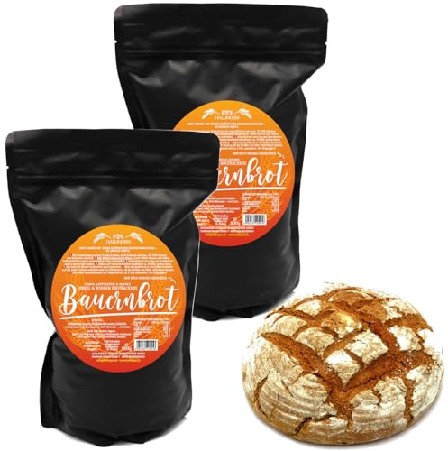 Hallingers Genuss Manufaktur Brotbackmischung Geschenk-Set - 2er-Pack natürliche Brotbackmischung Dinkel-Roggen frisch aus der Mühle Bauernbrot, Geschenkidee für Frauen Männer