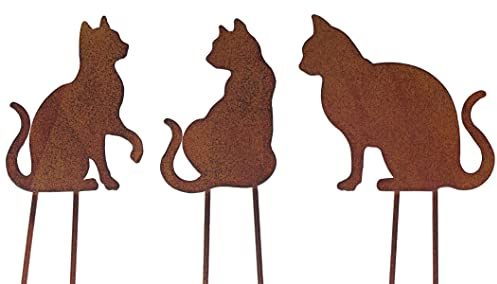 B2S BACK2SEASON Metall Stecker Katzen Rost Rasenstecker Gartenstecker Frühling (3er Set)