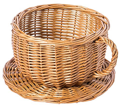 Wicker Saucer Coffee Mug Cup Decorative Gift Basket Desk Organizer