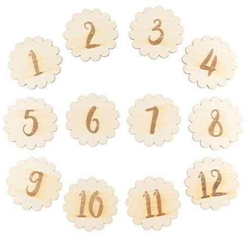 STOBOK Tarjetas Mensuales para Bebés Tarjetas de Número de Mes de Nacimiento Del Bebé Cumpleaños Creativo Infantil Conmemorar Hitos Accesorios de Fotografía 12 Piezas (Números de Encaje)