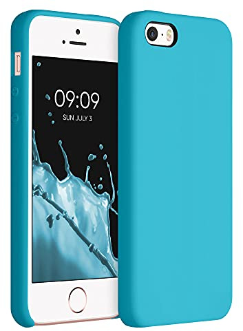 kwmobile Housse Compatible avec Apple iPhone SE (1.Gen 2016) / iPhone 5 / iPhone 5S Coque - Housse de téléphone Protection Souple en TPU Silicone - Bleu Indien