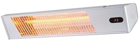 Sined Caldo Ira Inox 2000 Riscaldatore Elettrico Infrarossi Da 2000w Regolabile Grigio Riscaldante Da Interno a Onda Corta a Ira e Telecomando Design Elegante Griglia a Protezione e Display a Led