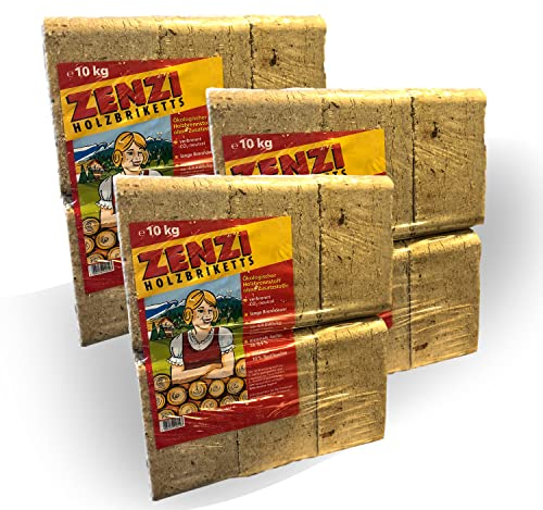 Zenzi Holzbriketts 30 kg Briketts 3 x 10 kg Kaminbriketts Holz Nadelholz Buche Heizen Ofenbriketts Smoker