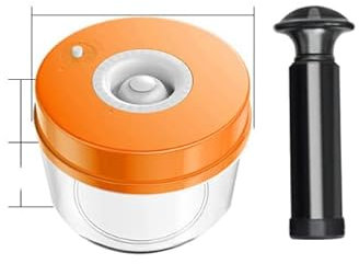2pcs/set Vacuum Food Storage Container Storage Jars For Vacuum Sealer Airtight Canister with Pump Fresh Keeping Pot-Orange 700ML